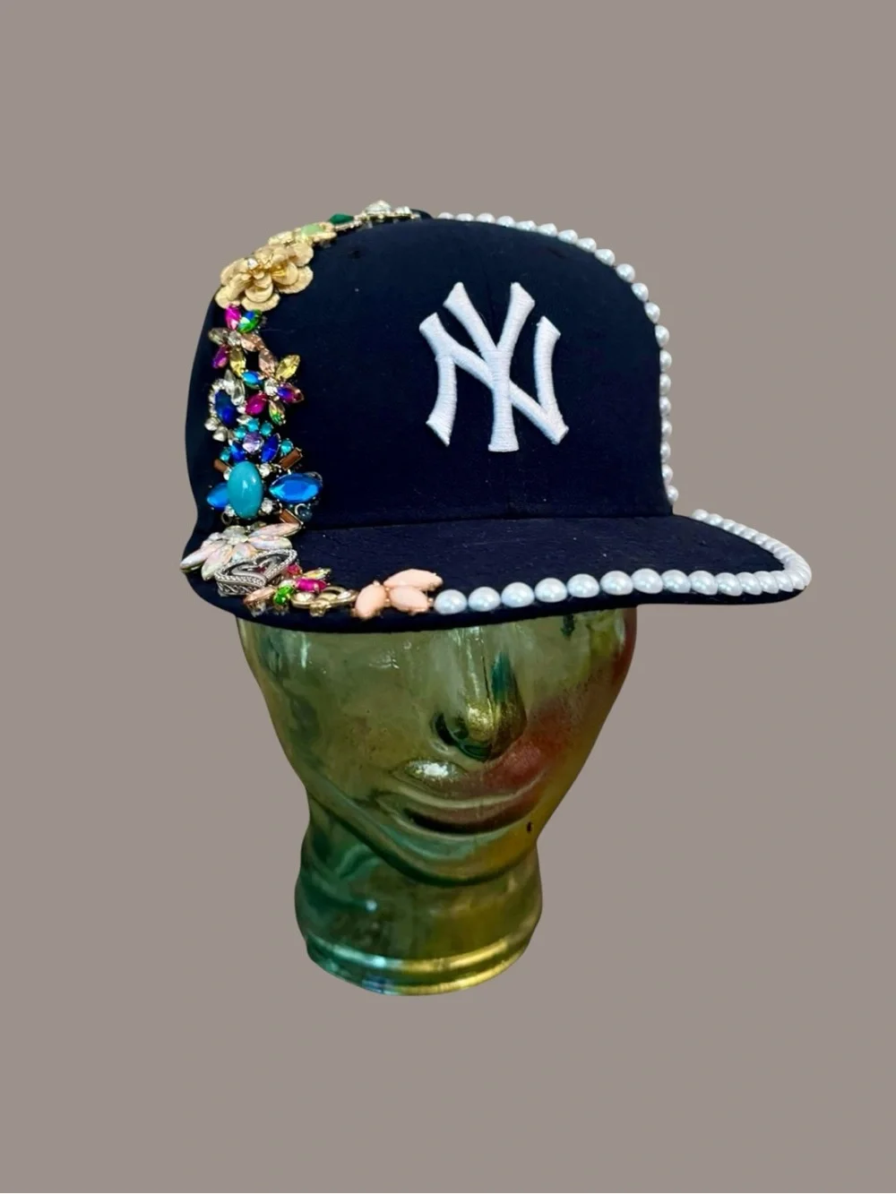 New Era Navy Pearl-Trim NY Embellished Baseball Cap
